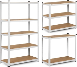Metalreol Humberg 150 × 75 × 30 cm, hvid, 5 hylder