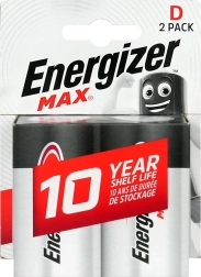 Alkaliske batterier D (LR20) ENERGIZER MAX, blister 2 stk.