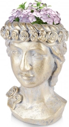 Gylden urtepotte i form af græsk hoved 33 cm