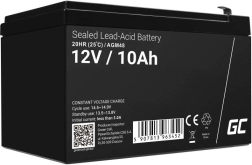 Vedligeholdelsesfri AGM VRLA-batteri Green Cell AGM48 12V 10Ah (til nødforsyning, backup-systemer)