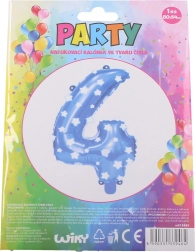 Oppustelig ballon tal 4 blå med stjerner