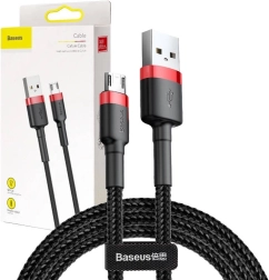 Baseus Cafule flettet micro USB-kabel 3 m, 2 A (sort‑rød)