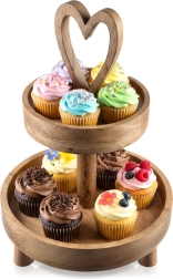 To-etagers træetagère af mango 42 cm