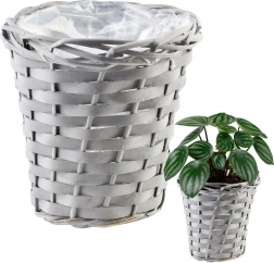 Grå flettekurv-urtepotte 16 × 17 cm