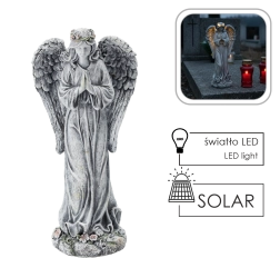 Solcelledrevet englefigur med LED, 34,5 cm