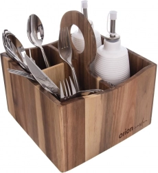 Træholder til bestik, saucer og krydderier WOODEN
