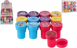 Selvfarvende stempler med enhjørningemotiver, sæt med 12 stk i æske