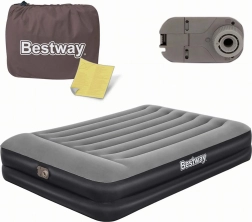 Bestway dobbelt oppustelig madras med indbygget elektrisk pumpe og pude 203 × 152 × 46 cm