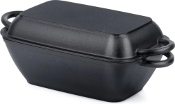 Støbejernsbradepande 2-i-1 med låg og grillpande 3,5 l / 1,5 l