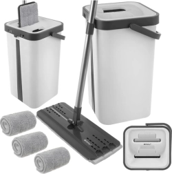 Fladmop RUHHY med dobbeltkammer-spand 11 l og 3 mikrofiberbetræk