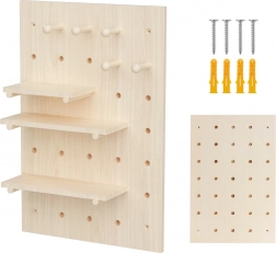 vægmonteret pegboard-organisator i træ 40 × 60 cm, lyst træ, 20 kg – Maclean