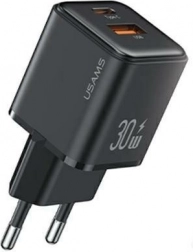 Vægoplader USAMS 30W USB‑C + USB‑A med hurtigopladning PD 3.0