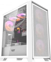 Computer kabinet Darkflash DRX70 Mesh, hvid, hærdet glas, 4× RGB-blæser