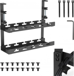 underbordskabelholder med dobbelt hylde 40 cm med klemmontering