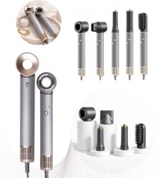 Multifunktionel hårtørrer og styler 5-i-1 med ionisering og kold luft 1300 W