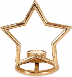 Stjerneformet lysestage til fyrfadslys, gyldent aluminium 15,5 cm