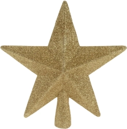 Guldstjerne i splintfrit materiale til toppen af juletræet 19 cm