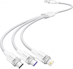 USB-kabel 3-i-1 6A 1,5 m Vention (hvid)