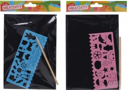 Skrabebillede A5 med skabelon og pen