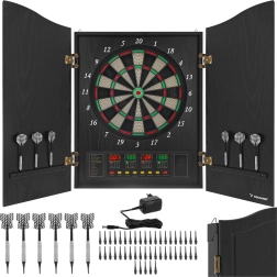 Elektronisk dartskive Trizand med LED-displays, 27 spil og kabinet