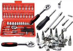 Sæt af topnøgler 1/4" - 46 dele i kuffert