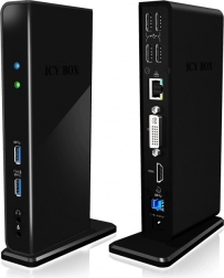 ICY BOX borddockningsstation med USB, HDMI, LAN, DVI-I og mikrofonindgang