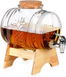 Glasdrikkedispenser med hane og bambusstand 3 l