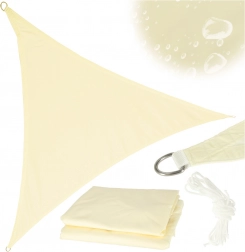Solsejl udendørs terrasse vandtæt trekantet beige 4x4x4 m