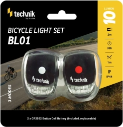 Technik cykellygte-sæt med silikoneovertræk (for- og baglys)