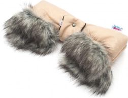 Vognhåndvarmer 2-i-1 med pelskant latte New Baby