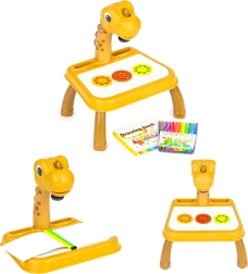 Projektor til tegning med dinosaurmotiver, 12 tuscher og 24 skabeloner