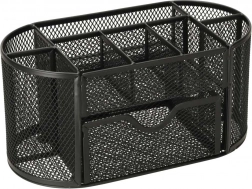 Sort metal skrivebordsorganizer med 9 rum og skuffe