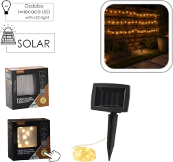 Solcelled-lyskæde på tråd, 100 LED, varm hvid, 11,9 m