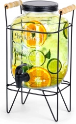 Glasdrikkedispenser med hane og sort stativ 4,2 l
