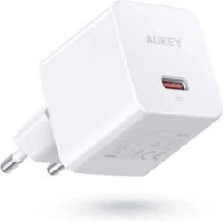 Aukey mini vægoplader USB‑C 20 W med Power Delivery, hvid