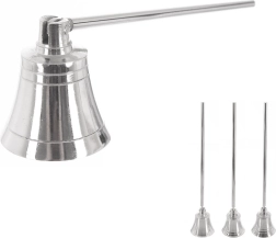 Sølvfarvet lyseslukker i metal 24 cm