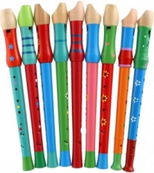 Træfløjte med farverigt design