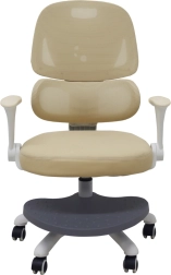 Ergonomisk drejelig børnestol til skrivebord med fodstøtte, beige