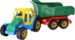 Plasttraktor med tippende aftagelig trailer til børn