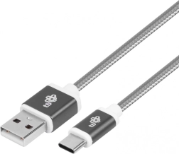 Flettet USB–USB‑C-kabel 1,5 m, grå