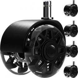 Hjul til kontorstol 2,5" RUHHY, sort, sæt med 5 stk.