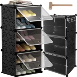 Modulært skostativ med 6 niveauer med låger og knagerække