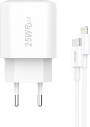Hurtiglader FONENG 25 W med USB‑C + USB‑C til Lightning‑kabel