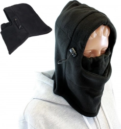BQ42 Fleecebalaclava med hætte 3-i-1 SORT
