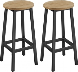 Rund barstol sæt 2 stk – 65 cm høj køkkenstol med fodstøtte
