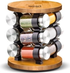 Sæt af glasbeholdere til krydderier LT7051 12 stk beholdere + stativ