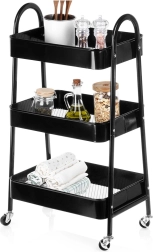 Metallisk rulle­reol, 3 niveauer, sort 44 × 31,5 × 78,5 cm