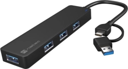 USB-hub NATEC Mayfly 4× USB 3.0 med USB‑C/USB‑A‑adapter, sort