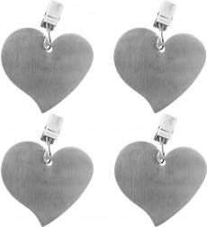 Stålclips til dug i hjerteform, sæt med 4 stk.