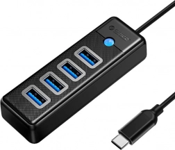 Orico USB‑C-hub med 4× USB 3.0, 5 Gbps, 0,15 m, sort